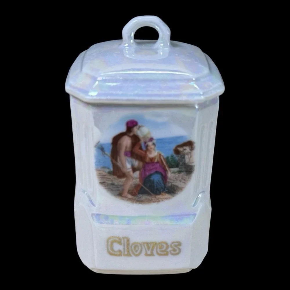 MEPOCO‎ Wares Canisters Iridescent Lustreware Germany Cinnamon Cloves Ginger 4